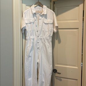 We The Free Ivory Button-Up Jumpsuit